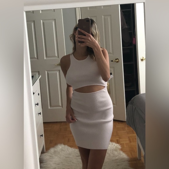 Wilfred Pale Pink Ribbed Cutout Tank Midi Dress - Picture 6 of 6